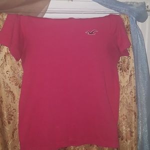 red v neck holister shirts